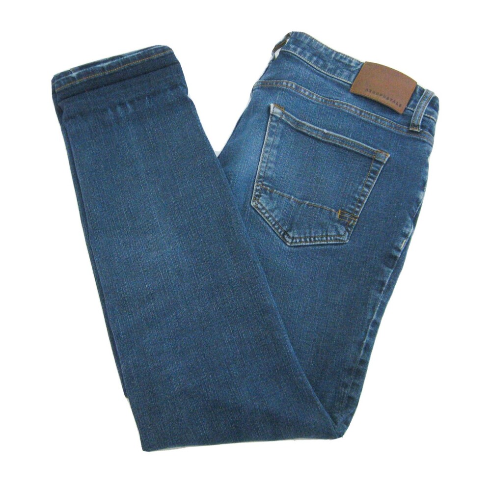 AEROPOSTALE Mens (Size 31x32) Blue Skinny Jeans Denim Pants 5 Pockets Zipper Fly